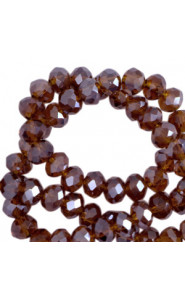 Faceted glass beads 8x6mm disc Aubergine purple-pearl shine coating